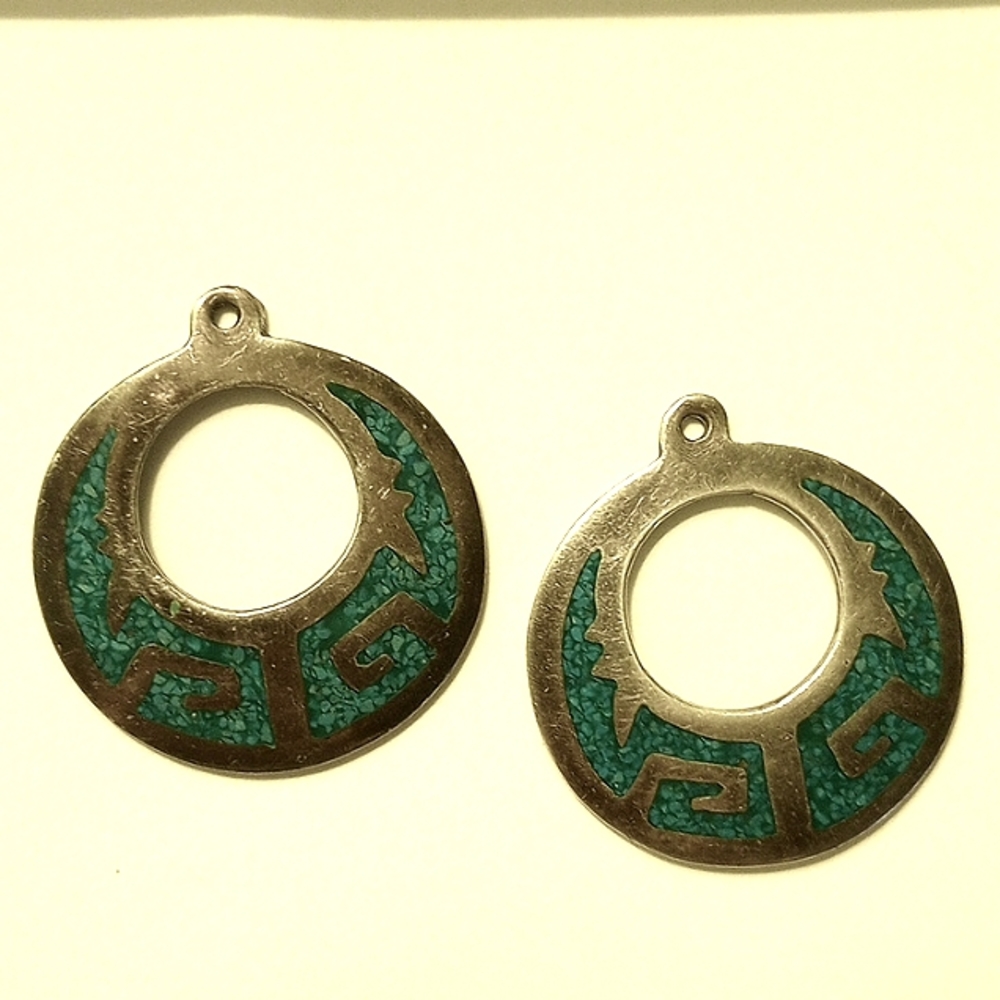 Vintage Sterling Silver and Turquoise Taxco Earrings